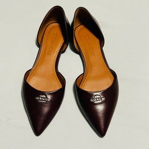 Coach Pointed Toe Leather d'Orsay Flat - Size 5.5 Color: Wine